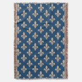 Lilie Pattern, Royal French, Cream on Blue Decke (Vorderseite Vertikal)