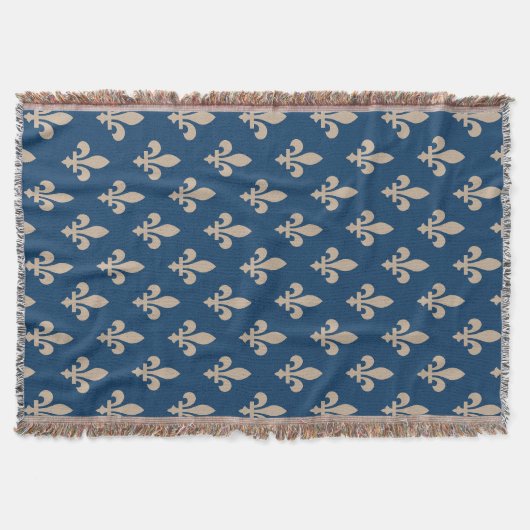 Lilie Pattern, Royal French, Cream on Blue Decke (Vorderseite)