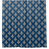 Lilie Pattern, Royal French, Cream on Blue Duschvorhang (Vorderseite)