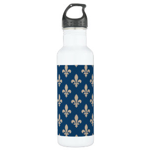 Lilie Pattern, Royal French, Cream on Blue Edelstahlflasche