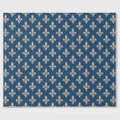 Lilie Pattern, Royal French, Cream on Blue Geschenkpapier (Flach)