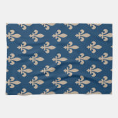 Lilie Pattern, Royal French, Cream on Blue Geschirrtuch (Horizontal)