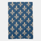 Lilie Pattern, Royal French, Cream on Blue Geschirrtuch (Vertikal)