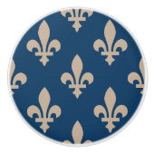 Lilie Pattern, Royal French, Cream on Blue Keramikknauf (Vorderseite)