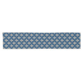 Lilie Pattern, Royal French, Cream on Blue Kurzer Tischläufer (Horizontal)