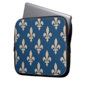 Lilie Pattern, Royal French, Cream on Blue Laptopschutzhülle (Vorderseite Links)
