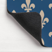 Lilie Pattern, Royal French, Cream on Blue Mousepad (Ecke)