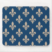 Lilie Pattern, Royal French, Cream on Blue Mousepad (Vorne)