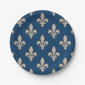 Lilie Pattern, Royal French, Cream on Blue Pappteller (Vorderseite)
