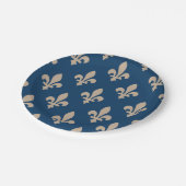 Lilie Pattern, Royal French, Cream on Blue Pappteller (Schrägansicht)
