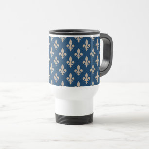 Lilie Pattern, Royal French, Cream on Blue Reisebecher