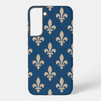 Lilie Pattern, Royal French, Cream on Blue