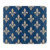 Lilie Pattern, Royal French, Cream on Blue Schneidebrett (Vorderseite)
