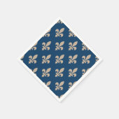 Lilie Pattern, Royal French, Cream on Blue Serviette (Ecke)