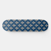 Lilie Pattern, Royal French, Cream on Blue Skateboard (Horizontal)
