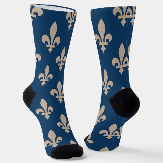 Lilie Pattern, Royal French, Cream on Blue Socken (Gewinkelt)