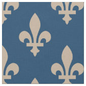 Lilie Pattern, Royal French, Cream on Blue Stoff (Nahaufnahme)
