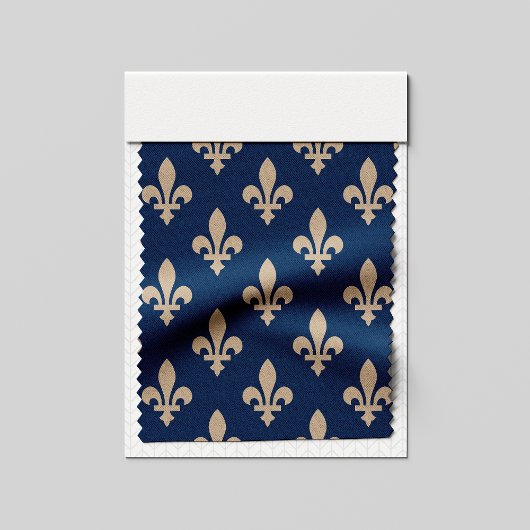 Lilie Pattern, Royal French, Cream on Blue Stoff
