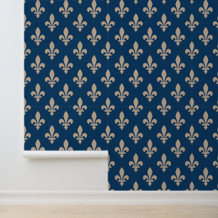 Lilie Pattern, Royal French, Cream on Blue Tapete