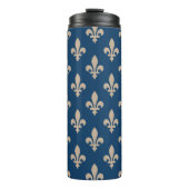 Lilie Pattern, Royal French, Cream on Blue Thermosbecher (Vorderseite)