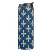 Lilie Pattern, Royal French, Cream on Blue Thermosbecher (Nach links gedreht)