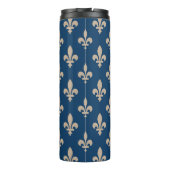Lilie Pattern, Royal French, Cream on Blue Thermosbecher (Rückseite)