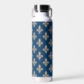 Lilie Pattern, Royal French, Cream on Blue Trinkflasche (Vorne)