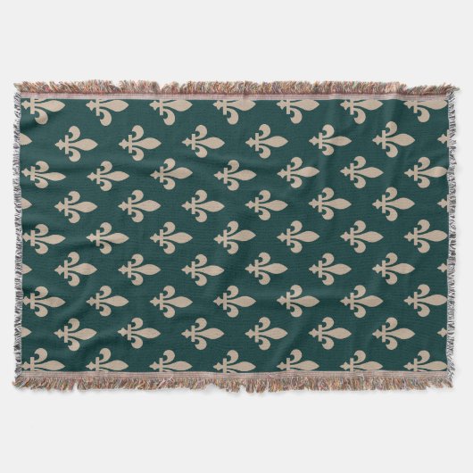 Lilie Pattern, Royal French Cream on Green Decke (Vorderseite)