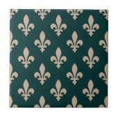 Lilie Pattern, Royal French Cream on Green Fliese (Vorderseite)