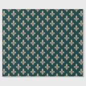 Lilie Pattern, Royal French Cream on Green Geschenkpapier (Flach)