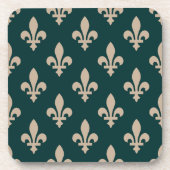 Lilie Pattern, Royal French Cream on Green Getränkeuntersetzer (Vorderseite)