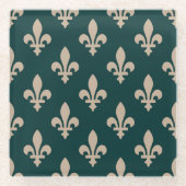 Lilie Pattern, Royal French Cream on Green Glasuntersetzer (Vorderseite)