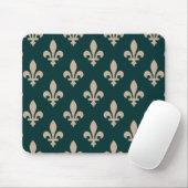 Lilie Pattern, Royal French Cream on Green Mousepad (Mit Mouse)