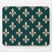Lilie Pattern, Royal French Cream on Green Mousepad (Vorne)