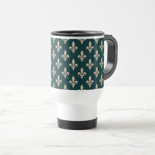 Lilie Pattern, Royal French Cream on Green Reisebecher (VorderseiteRechts)