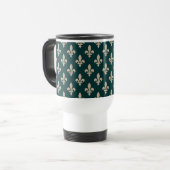 Lilie Pattern, Royal French Cream on Green Reisebecher (Vorderseite Links)