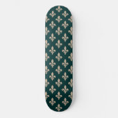 Lilie Pattern, Royal French Cream on Green Skateboard (Vorderseite)