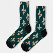 Lilie Pattern, Royal French Cream on Green Socken (Linkes Detail)