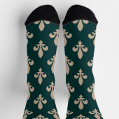 Lilie Pattern, Royal French Cream on Green Socken (Oben)