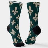 Lilie Pattern, Royal French Cream on Green Socken (Gewinkelt)
