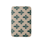 Lilie Pattern, Royal French Green on Cream Badematte (Vorderseite Vertikal)
