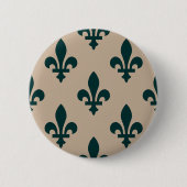 Lilie Pattern, Royal French Green on Cream Button (Vorderseite)
