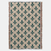 Lilie Pattern, Royal French Green on Cream Decke (Vorderseite Vertikal)