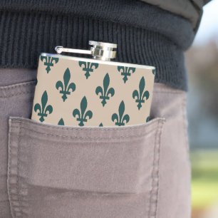 Lilie Pattern, Royal French Green on Cream Flachmann