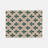 Lilie Pattern, Royal French Green on Cream Fleecedecke (Vorderseite (Horizontal))