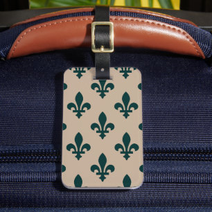 Lilie Pattern, Royal French Green on Cream Gepäckanhänger