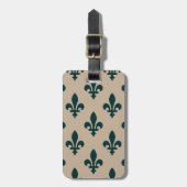 Lilie Pattern, Royal French Green on Cream Gepäckanhänger (Vorderseite vertikal)
