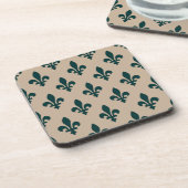 Lilie Pattern, Royal French Green on Cream Getränkeuntersetzer (Linke Seite)