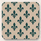 Lilie Pattern, Royal French Green on Cream Getränkeuntersetzer (Vorderseite)