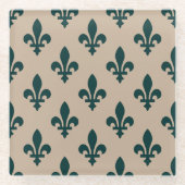 Lilie Pattern, Royal French Green on Cream Glasuntersetzer (Vorderseite)